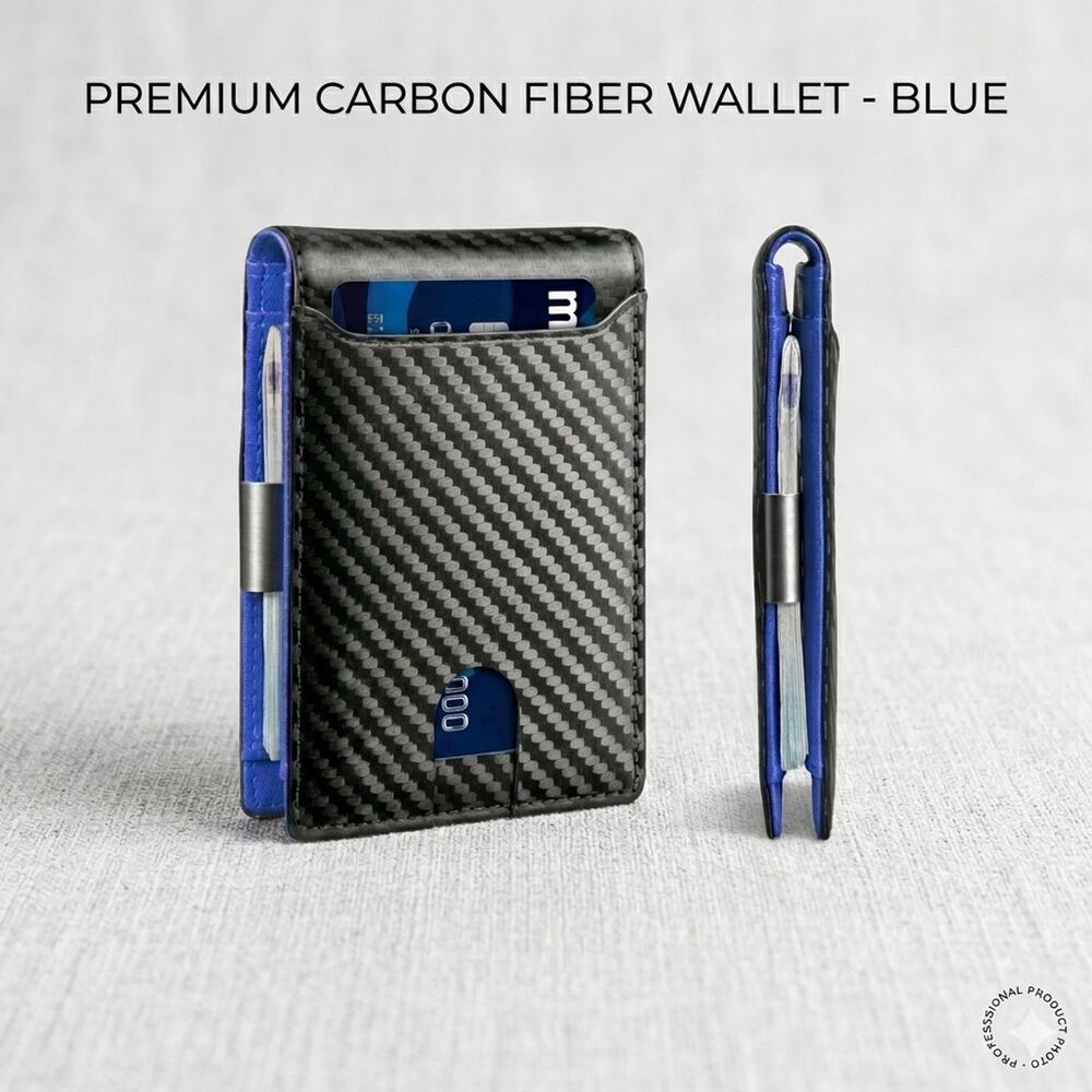 Carbon Fiber Textured RFID Wallet For Men Slim Pop-Up Design With Multi Slots